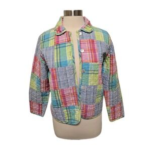 Womens Quilted Patchwork Jacket 90s Vintage Size Large Multicolor